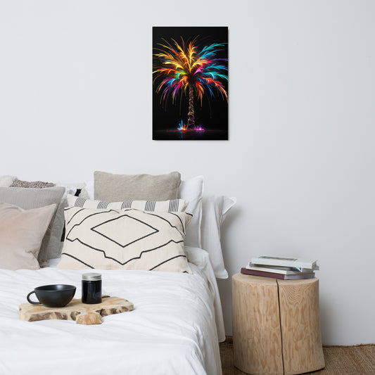 Firework Palm Tree, Exploding Colors Metal prints