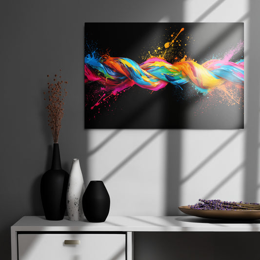 Paint Splatter Colorful Rope, Metal prints Canvas Art