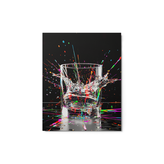 Whiskey Paint Splatter Metal prints - Metal Print of a Whiskey Glass Synthwave style art